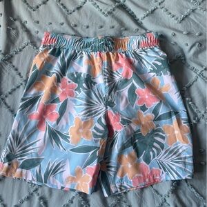 abercrombie kids Floral Print Elastic-Waist Bermuda Shorts in Blue, Pink & Peach
